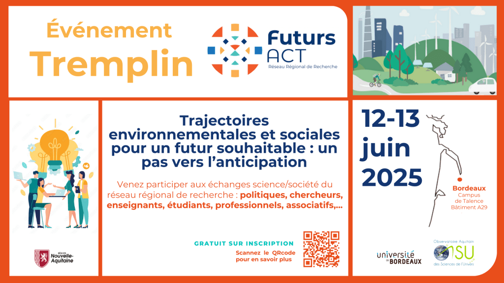Save the Date du Tremplin 2025 de Futurs-ACT les 12 et 13 juin 2025 sur le campus de Talence, bâtiment A29, université de Bordeaux